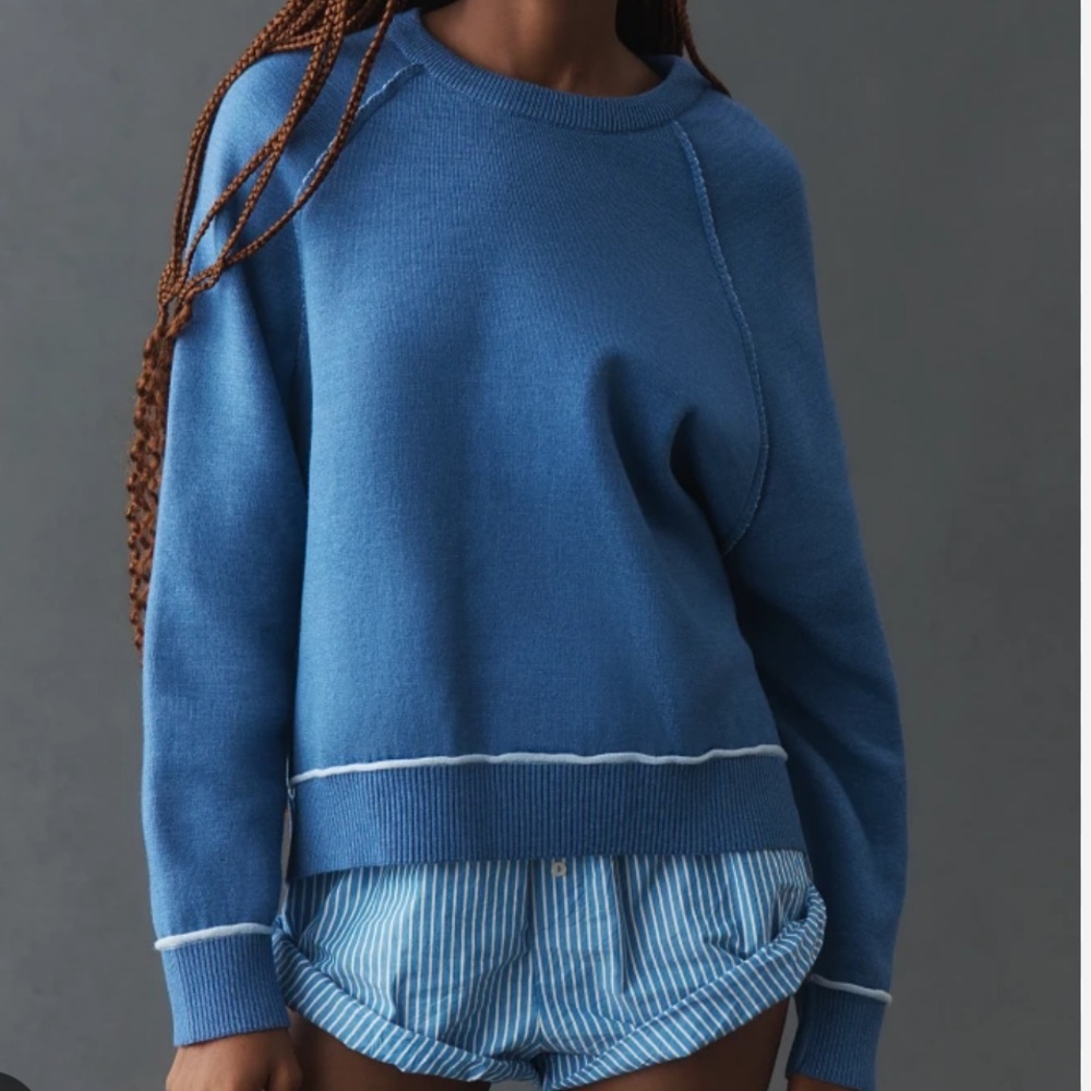 Pilcro Oaklyn Crewneck Sweatshirt, Blue, size XS